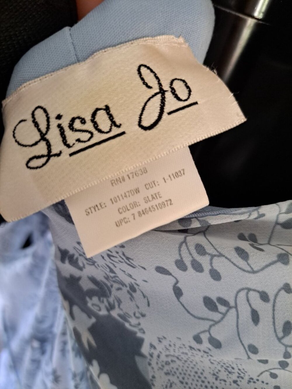 Vtg 90's Babydoll Slate Blue Midi Dress V-Neck Flutter Sleeves Lisa Jo Cottage M - Picture 6 of 12
